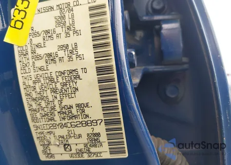 2004 Nissan Xterra Xe from USA, damaged, VIN 5N1ED28Y04C628897